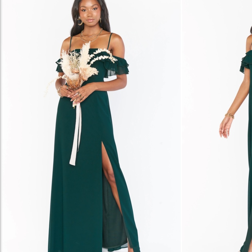 Emma Ruffle Maxi Dress - Emerald Chiffon - Show Me Your Mumu